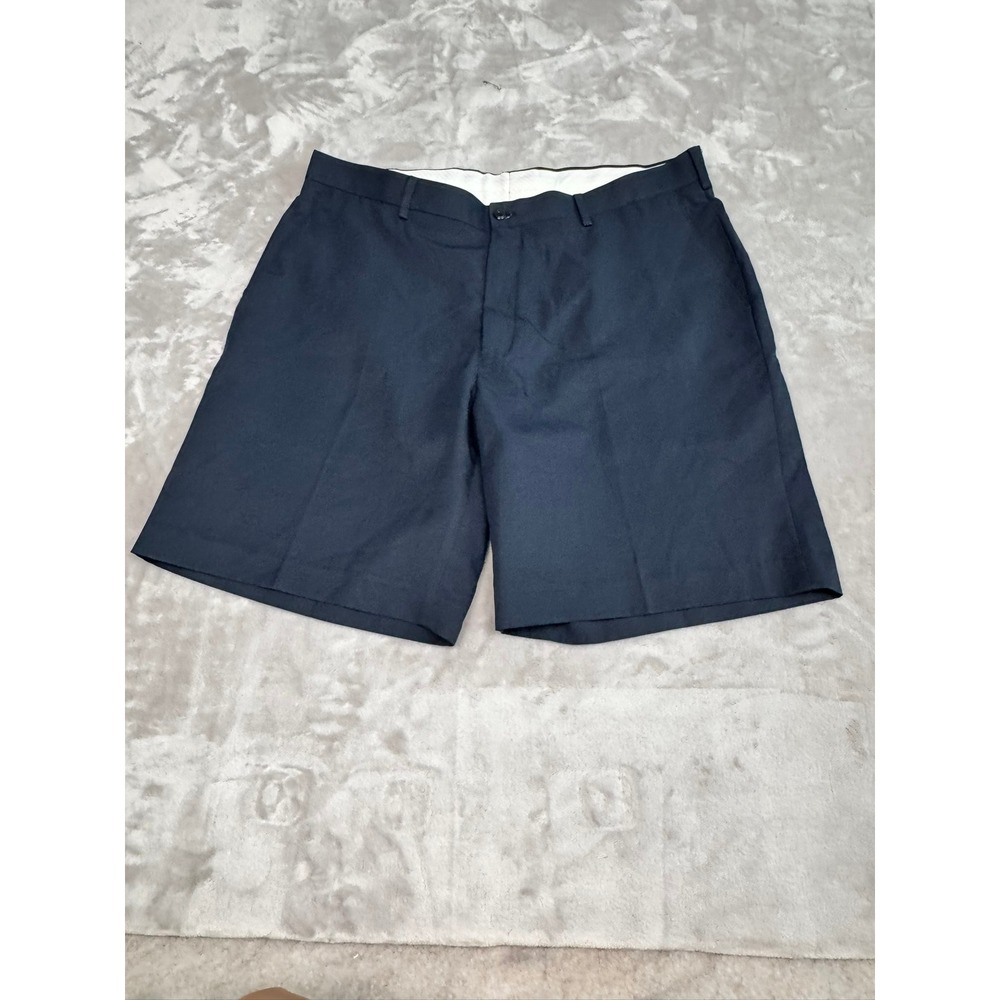 Alan Flusser Golf Shorts Mens 40 Waist Navy Polyester Flat Front‎ Casual